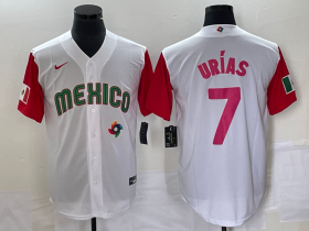 Wholesale Cheap Men\'s Mexico Baseball #7 Julio Urias Number 2023 White Red World Classic Stitched Jersey 31