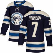 Wholesale Cheap Adidas Blue Jackets #7 Jack Johnson Navy Blue Alternate Authentic Stitched NHL Jersey