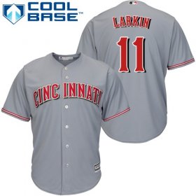 Wholesale Cheap Reds #11 Barry Larkin Grey Cool Base Stitched Youth MLB Jersey