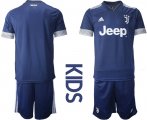 Wholesale Cheap Youth 2020-2021 club Juventus away blue blank Soccer Jerseys
