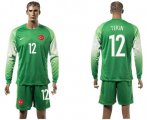 Wholesale Cheap Turkey #12 Tekin Green Goalkeeper Long Sleeves Soccer Country Jersey