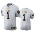 Wholesale Cheap Carolina Panthers #1 Cam Newton Men's Nike White Golden Edition Vapor Limited NFL 100 Jersey
