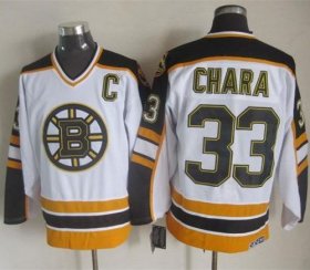 Wholesale Cheap Bruins #33 Zdeno Chara White/Black CCM Throwback Stitched NHL Jersey