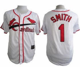 Wholesale Cheap Cardinals #1 Ozzie Smith White Cooperstown Throwback Stitched MLB Jersey