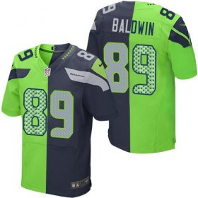 Wholesale Cheap Nike Seahawks #89 Doug Baldwin Steel Blue/Green Men\'s Stitched NFL Elite Split Jersey