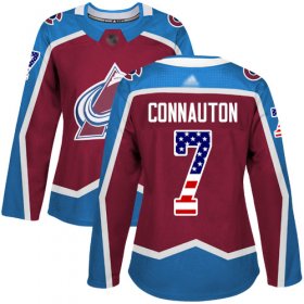 Wholesale Cheap Adidas Avalanche #7 Kevin Connauton Burgundy Home Authentic USA Flag Women\'s Stitched NHL Jersey