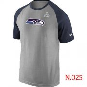Wholesale Cheap Nike Seattle Seahawks Ash Tri Big Play Raglan 2015 Super Bowl XLIX NFL T-Shirt Grey/Navy Blue