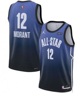 Cheap Men\'s 2023 All-Star #12 Ja Morant Blue Game Swingman Stitched Basketball Jersey