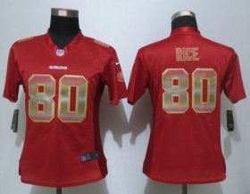 Wholesale Cheap Nike 49ers #80 Jerry Rice Red Team Color Women\'s Stitched NFL Elite Strobe Jersey
