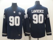 Wholesale Cheap Men's Dallas Cowboys #90 Demarcus Lawrence Navy Therma Long Sleeve Limited Jersey