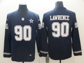 Wholesale Cheap Men\'s Dallas Cowboys #90 Demarcus Lawrence Navy Therma Long Sleeve Limited Jersey