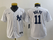 Cheap Youth New York Yankees #11 Anthony Volpe White Stitched MLB Cool Base Nike Jersey