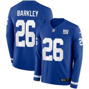 Wholesale Cheap Men's Giants #26 Saquon Barkley Royal Blue Team Color Men's Stitched NFL Limited Therma Long Sleeve Jersey