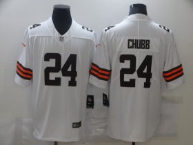 Wholesale Cheap Nike Browns 24 Nick Chubb White 2020 New Vapor Untouchable Limited Jersey