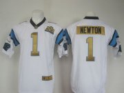 Wholesale Cheap Nike Panthers #1 Cam Newton White Super Bowl 50 Collection Men's Stitched NFL Elite Jersey