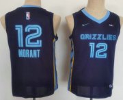 Cheap Youth Memphis Grizzlies #12 Ja Morant Black Nike 2021 Stitched Jersey With Sponsor