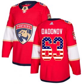 Wholesale Cheap Adidas Panthers #63 Evgenii Dadonov Red Home Authentic USA Flag Stitched NHL Jersey
