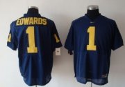 Wholesale Cheap Michigan Wolverines #1 Edwards Navy Blue Jersey