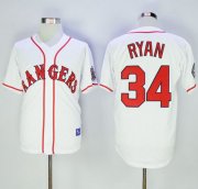 Wholesale Cheap Rangers #34 Nolan Ryan White Cooperstown Stitched MLB Jersey