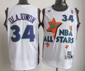 Wholesale Cheap NBA 1995 All-Star #34 Hakeem Olajuwon White Swingman Throwback Jersey