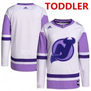 Wholesale Cheap Toddler New Jersey Devils White Custom Adidas Hockey Fights Cancer Practice Jersey