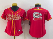 Wholesale Cheap Women's Kansas City Chiefs Red Team Big Logo With Patch Cool Base Stitched Baseball Jersey