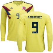 Wholesale Cheap Colombia #9 R.Martinez Home Long Sleeves Soccer Country Jersey