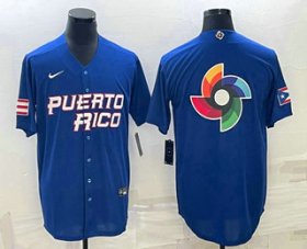 Cheap Men\'s Puerto Rico Baseball 2023 Royal World Big Logo With Patch Classic Stitched Jerseys