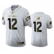 Wholesale Cheap Seattle Seahawks #12 Fan Men's Nike White Golden Edition Vapor Limited NFL 100 Jersey