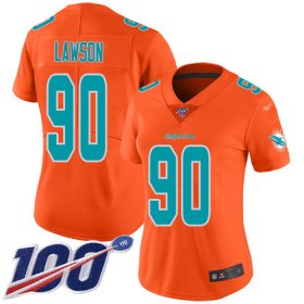 Wholesale Cheap Nike Dolphins #90 Shaq Lawson Orange Women\'s Stitched NFL Limited Inverted Legend 100th Season Jersey