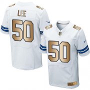Wholesale Cheap Nike Cowboys #50 Sean Lee White Men's Stitched NFL Elite Gold Jersey