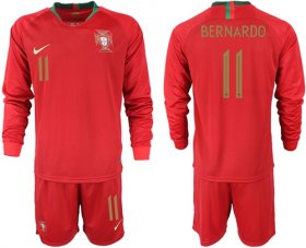 Wholesale Cheap Portugal #11 Bernardo Home Long Sleeves Soccer Country Jersey