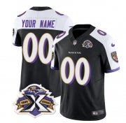 Wholesale Cheap Men's Baltimore Ravens Active Player Custom Black White 2023 F.U.S.E With Patch Throwback Vapor Limited Stitched Jersey