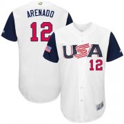 Wholesale Cheap Team USA #12 Nolan Arenado White 2017 World MLB Classic Authentic Stitched MLB Jersey
