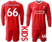 Wholesale Cheap 2021 Liverpool home long sleeves Youth 66 soccer jerseys