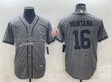 Wholesale Cheap Men's San Francisco 49ers #16 Joe Montana Gray With Patch Cool Base Stitched Baseball Jersey