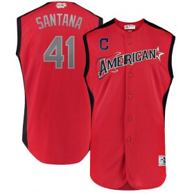 Wholesale Cheap Indians #41 Carlos Santana Red 2019 All-Star American League Stitched MLB Jersey