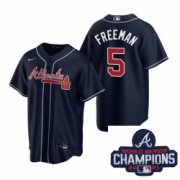 Wholesale Cheap Men Nike Atlanta Braves 5 Freddie Freeman Navy Alternate Stitched Baseball Stitched MLB 2021 Champions Patch Jersey