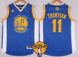 Wholesale Cheap Men's Golden State Warriors #11 Klay Thompson Blue 2017 The NBA Finals Patch Jersey