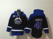 Wholesale Cheap Men's New York Mets #48 Jacob deGrom Black Blue Ageless Must-Have Lace-Up Pullover Hoodie
