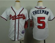 Wholesale Cheap Braves #5 Freddie Freeman White Cool Base Stitched Youth MLB Jersey
