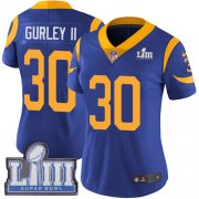 Wholesale Cheap Nike Rams #30 Todd Gurley II Royal Blue Alternate Super Bowl LIII Bound Women's Stitched NFL Vapor Untouchable Limited Jersey