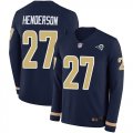 Wholesale Cheap Nike Rams #27 Darrell Henderson Navy Blue Team Color Men's Stitched NFL Limited Therma Long Sleeve Jersey