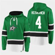 Wholesale Cheap Men's Dallas Stars #4 Miro Heiskanen Green Ageless Must-Have Lace-Up Pullover Hoodie