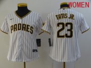 Wholesale Cheap Women San Diego Padres 23 Tatis jr White stripe Game 2021 Nike MLB Jersey