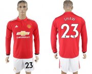 Wholesale Cheap Manchester United #23 Shaw Red Home Long Sleeves Soccer Club Jersey