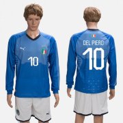 Wholesale Cheap Italy #10 Del Piero Blue Home Long Sleeves Soccer Country Jersey