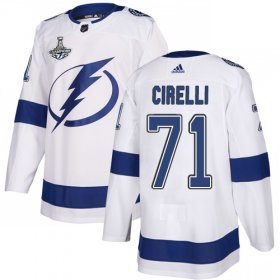 Cheap Adidas Lightning #71 Anthony Cirelli White Road Authentic 2020 Stanley Cup Champions Stitched NHL Jersey