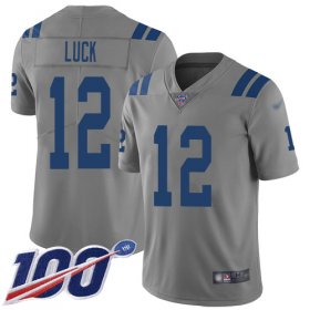 Wholesale Cheap Nike Colts #12 Andrew Luck Gray Men\'s Stitched NFL Limited Inverted Legend 100th Season Jersey