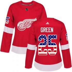 Wholesale Cheap Adidas Red Wings #25 Mike Green Red Home Authentic USA Flag Women\'s Stitched NHL Jersey